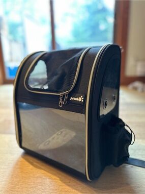 Black Clear-Window Small Pet Carrier Backpack